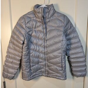 The North Face Aconcagua Down Puffer Jacket Silver Gray Chevron Quilt Womens S